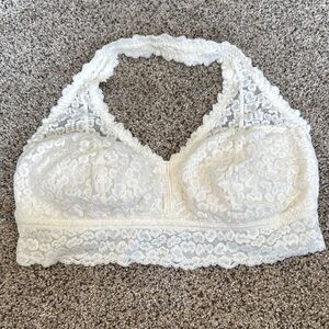Lace Halter Bralette - Cream